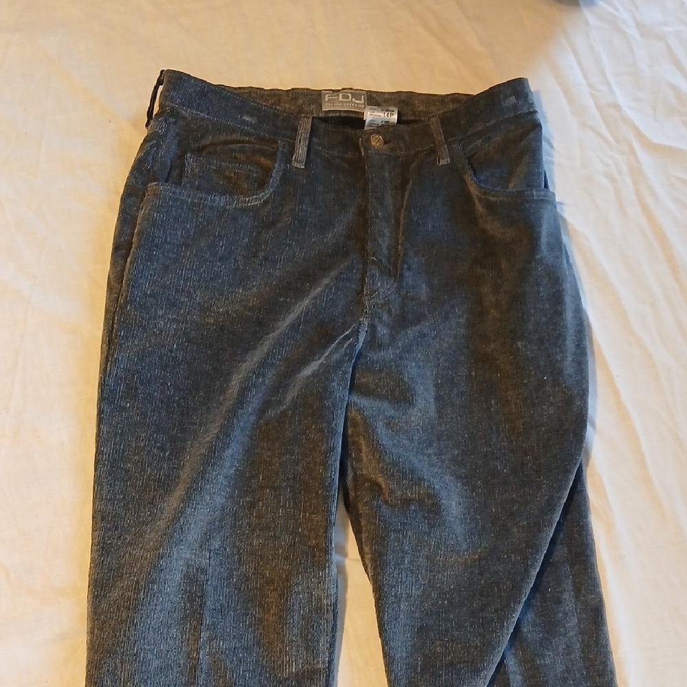 GUC FDJ Womens Straight Leg Blue/gray Corduroy Pants size 14p Light Stretch